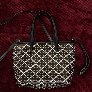 A New Day- Black and White  and camel color Patterned Shoulder Bag
